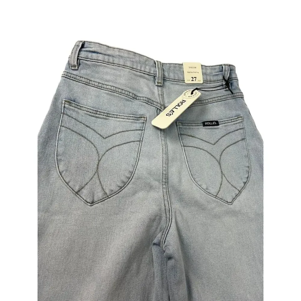NWT! ROLLA'S WOMEN‎ Sailor Sophie Crop Wide Leg Jeans Light Blue SIZE-27 - Picture 10 of 12